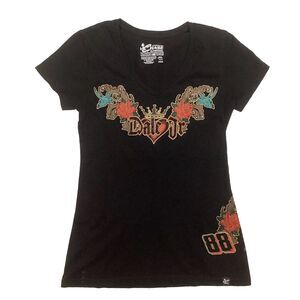 Chase Authentics-Dale Jr #88-Women’s Sz Med-Black Short Sleeve Shirt-Cotton